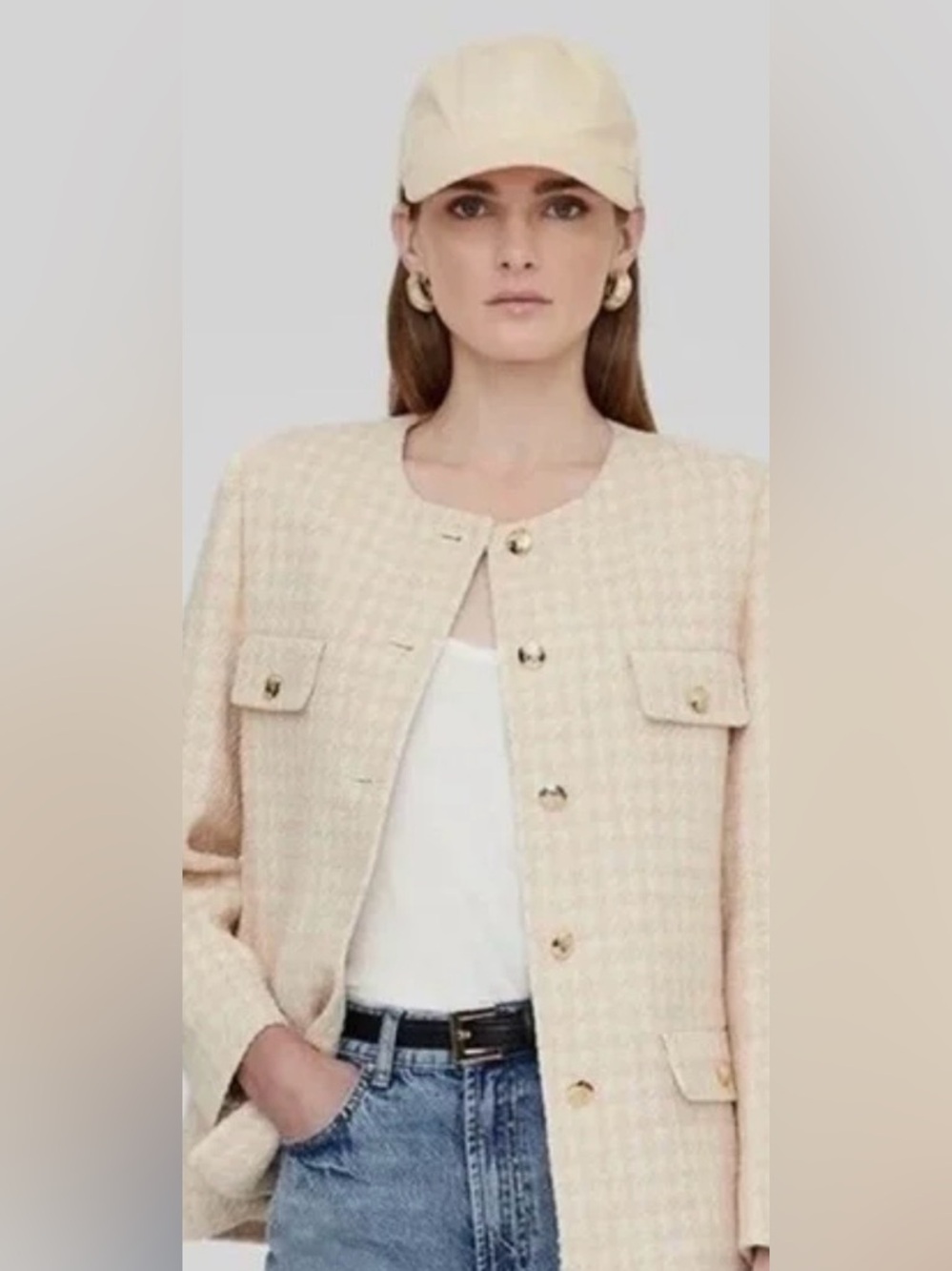 🎉 NWT Anine Bing Jeremy Baseball Cap Cream Orange 💯 Cotton - Picture 6 of 13